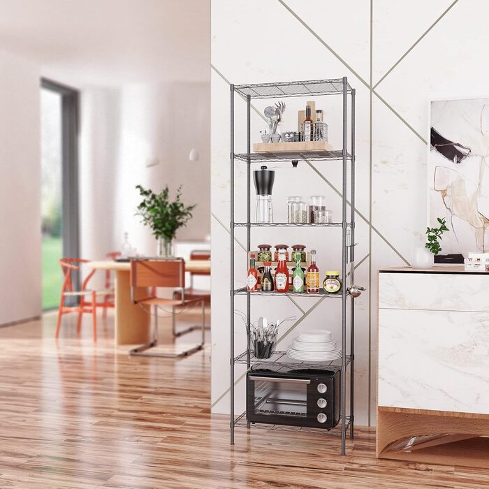 Himimi Regal - 6-Tier Wire Shelving Unit - 54x29x160cm