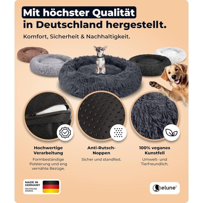 Belune® Лежанка для собак знімний чохол - Оригінал - [L, 100 см] Корзина для собак, ліжко для котів, лежанка для собак, м'яка лежанка для великих, середніх та маленьких собак (XXL (140 см), світло-сіра)