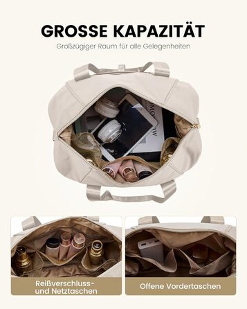 LOVEVOOK Сумка ручної поклажі Ryanair 40x30x20, розширювана, для авіаперельотів, зелена (бежева), жіноча/чоловіча