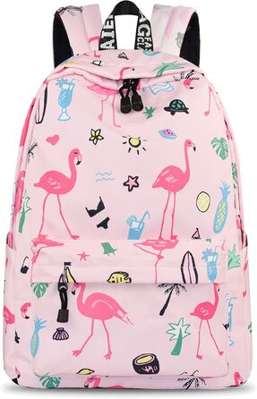 Шкільний рюкзак для дівчаток та хлопців, модний рюкзак для підлітків, водонепроникний, з відділенням для ноутбука, рожевий фламінго