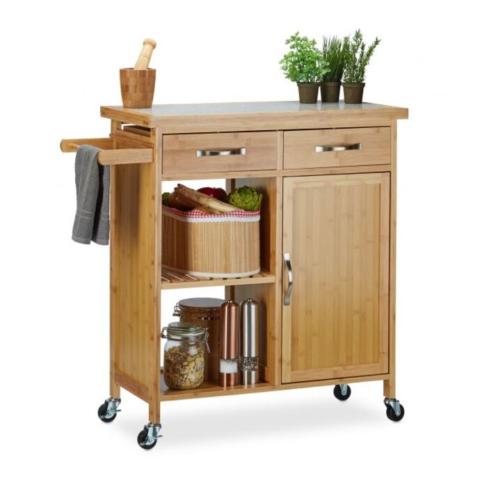 Relaxdays Kitchen Cart with Marble Top