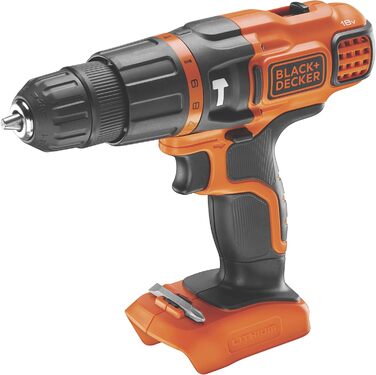 Акумуляторний ударний дриль-шуруповерт Black+Decker BDCH188N (18V, 2 швидкості, патрон 10 мм, регулювання крутного моменту, подвійний біт, без акумулятора та зарядного пристрою)