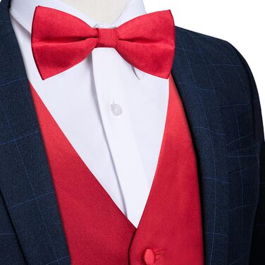 Жилет з атласу DiBanGu для чоловіків з краваткою та булавкою на лацкан, костюмний, для весілля, вечірки (L, Червоний)