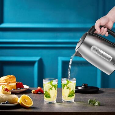 Midea 1.7L Stainless Steel Electric Kettle - Fast Boil, LED Display, 360° Base, BPA-Free