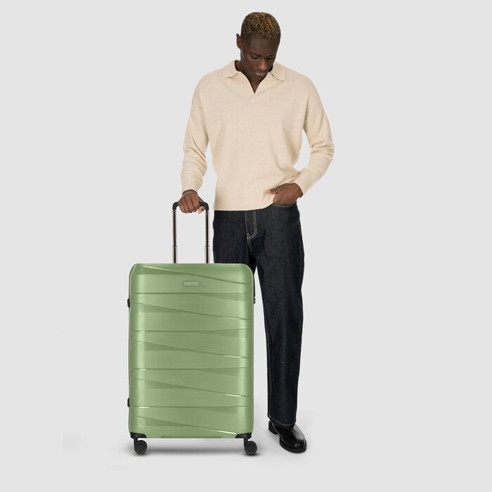 Чемодан REDOLZ Hartschalen Essentials 10: великий, XL, 76 см, з поліпропілену, 4 колеса, TSA, зелений металік