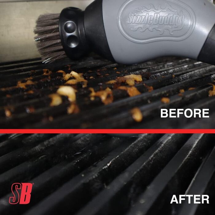 Sizzle Buddy Grill Brush with Scraper – Stainless Steel Grill Cleaning Brush – Safe, Durable, Heat-Resistant Bristles – Easily Removes Grease and Food – No Scratch Cleaning