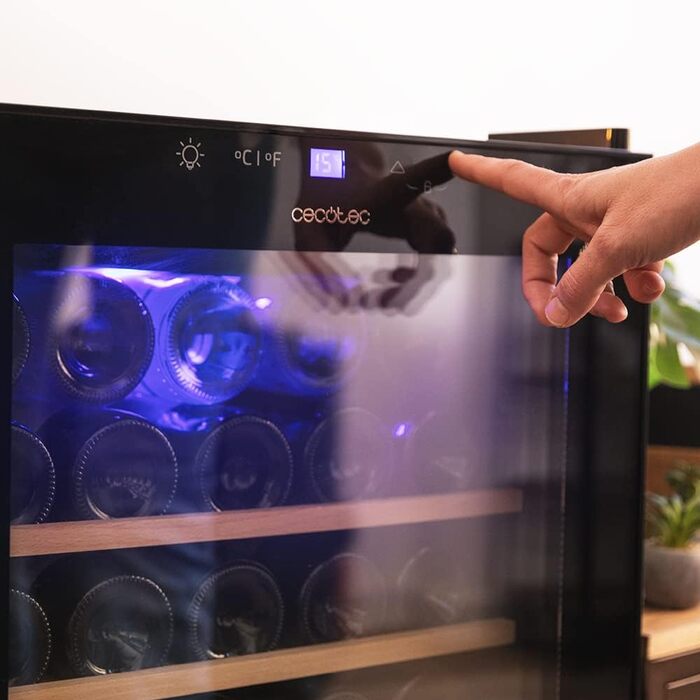 Cecotec Bolero GrandSommelier 36000 Wine Cooler - 95 Liter, Compressor, Touch Control, LED, Black - 36 Bottles