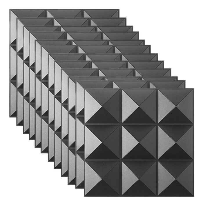 3D панелі на стіну ПВХ чорні, декоративні стінові та стельові панелі для геймерської зони, вітальні та спальні, 2 шт.