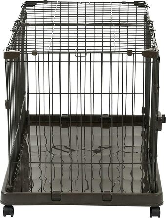 Клітка для собак, котів та кроликів Iris Ohyama, 1.7 м², 8 панелей, WPC-24, чорна, з дверцятами