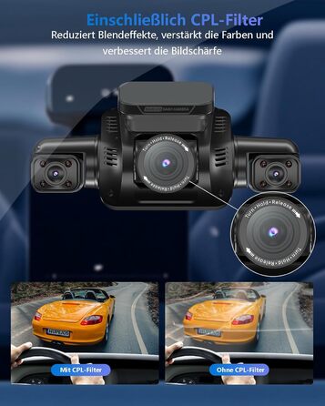 Відеореєстратор автомобільний HUPEJOS KI Dashcam V8Pro 4-камерний з монітором водія, 3K+ 3*1080P, 360°, WiFi, GPS, CPL, 128GB, 24H парковка