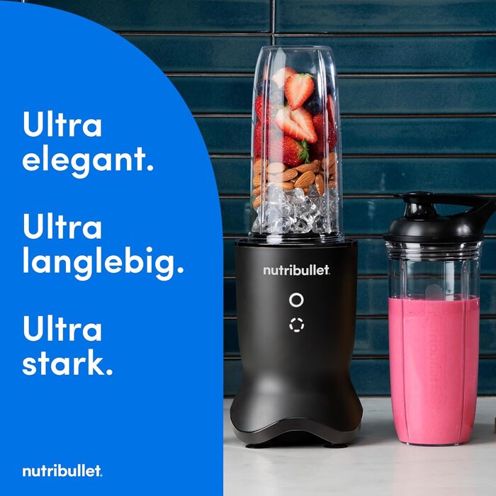 Nutribullet Ultra NB1206MB: Електричний блендер для смузі з Tritan-контейнером, 1200W, сірий