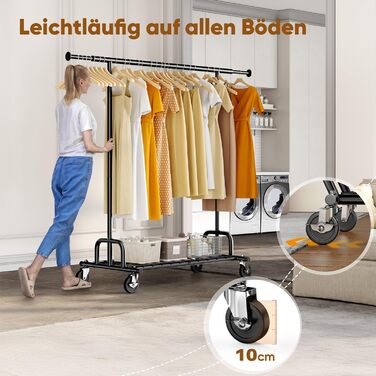 Підвісний стійка для одягу HOKEEPER на колесах, 136 кг, важкий, висувна штанга (S002K)