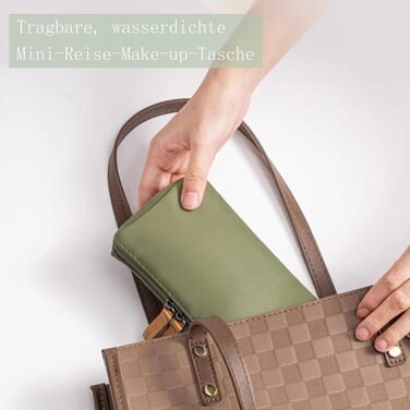 Набір косметичних сумок з нейлону (2 шт.) - водонепроникні, з відділеннями, для подорожей та дому (зелені)