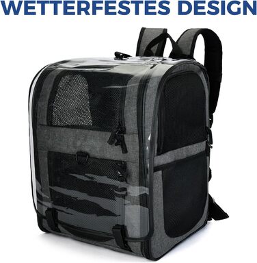 Рюкзак для собак та котів Apollo Walker - для маленьких тварин (2-15 кг), з підтримуючим каркасом, дихаючий, розширюваний, сірий