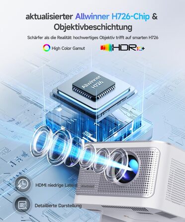 Проектор Alwtniet Mini Beamer 4K 8K з Android 14, WiFi 6, Bluetooth 5.4, Автофокус та Автокорекція, 180° поворот, для домашнього кінотеатру, HY350MAX