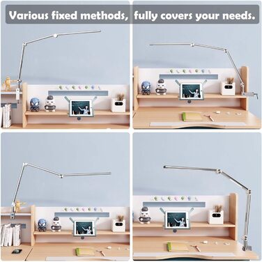 LED лампа для столу VERSKI 18W з регулюванням яскравості та 5 колірними температурами. Захист очей, для офісу та дому. Кріпиться на стіл.