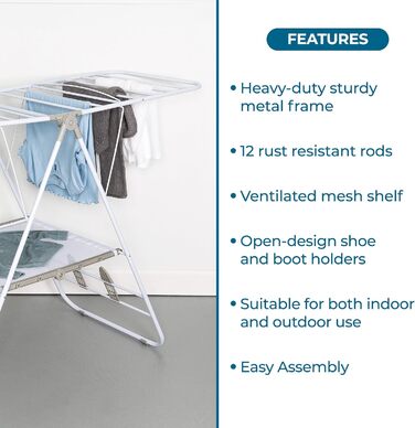 Honey Can Do 2-Tier Folding Clothes Drying Rack, Tripod, DRY-09220, Chrome (Folding Gullwing Drying Rack)