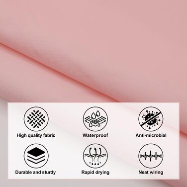 Штора для душу 180x180 см, водонепроникна, антигрибкова, для ванни/душу, з кільцями, рожева