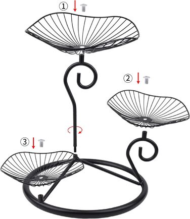 Багатоярусна корзина для фруктів та овочів CUKE2BEET, 3 рівні, чорна