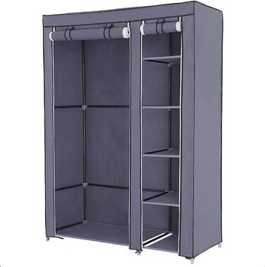 SONGMICS Fabric Closet, XL, Wardrobe, Folding Closet, Camping Closet with Clothes Rod, 110 x 175 x 45 cm, LSF007 (Gray)