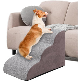 Сходинки для собак на 3 сходинки, 60 см, сірі. Підходять для маленьких собак та котів похилого віку. Для ліжка, дивану.