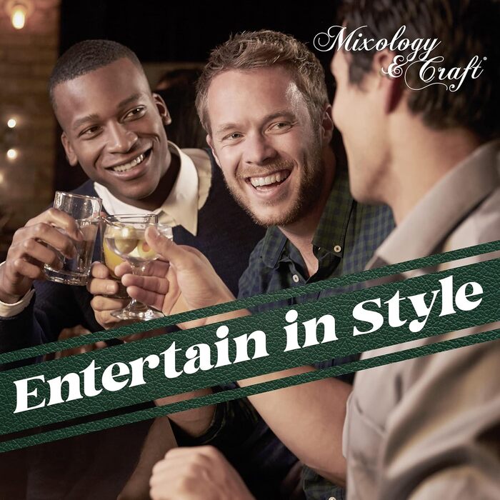 Набір для коктейлів Edles (10 предметів) - шейкер з нержавіючої сталі, дерев'яний стенд з махагоні, аксесуари для бармена. Подарунковий набір золотого та темно-бамбукового кольору