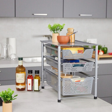 Relaxdays Drawer Unit with 3 Basket Pull-outs