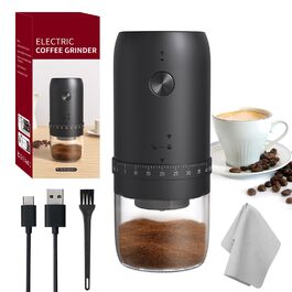 Електрична кавомолка HOTUT з регулюванням помелу, 40 ступенів, з керамічним жорном, акумулятор 1800mAh для подорожей та кемпінгу