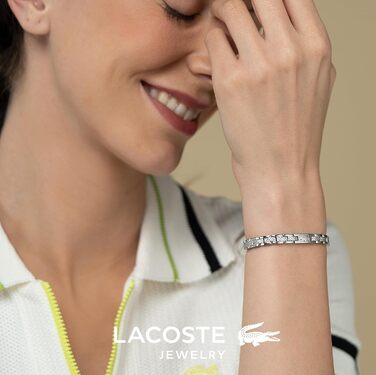 Браслет Lacoste MetroPole з застібкою-кнебелем, візерунок petit piqué, срібло (01), для жінок