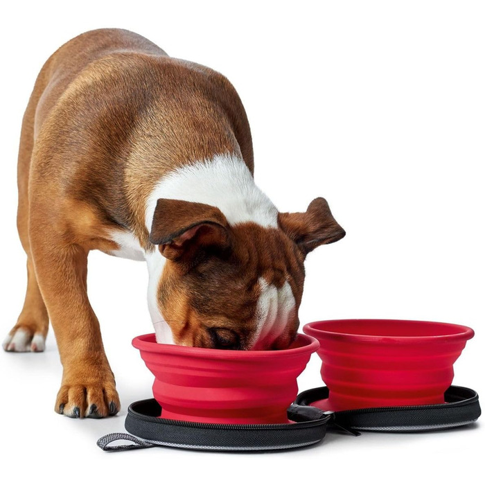 Силіконовий миска Hunter з кишенею, 750 мл, червоний колір, універсальний розмір