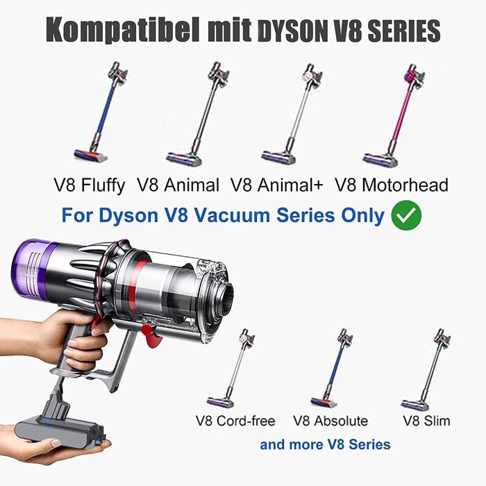 Акумулятор для пилососа Dyson V8 8.0Ah (215681) сумісний з Dyson V8 Animal/Absolute/Motorhead/Fluffy/SV10