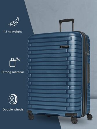 Чохол-валіза на колесах, середній, 45 x 25 x 66 см, розширюється до 75 літрів | з поліпропілену, 4 колеса, TSA-замок | Collection 04 (Темно-синій металік)