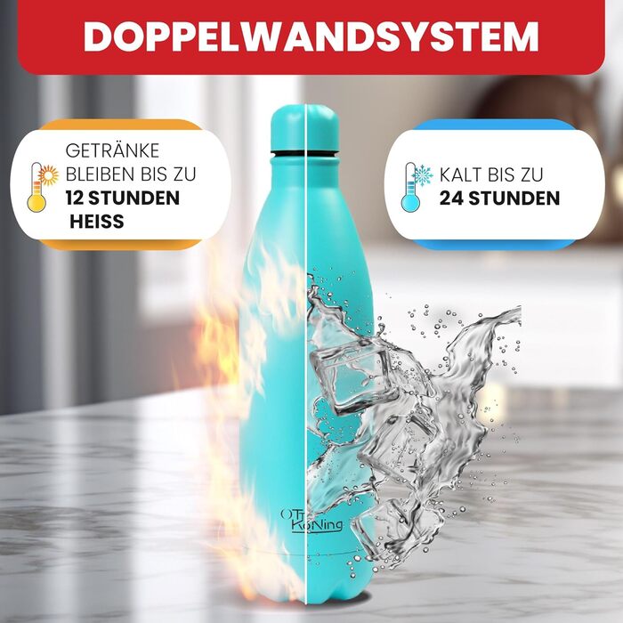 Термос-пляшка з нержавіючої сталі Otto Koning, 1000 мл, подвійні стінки, вакуумна ізоляція, BPA-free, зелений