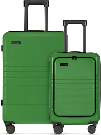 Чемодан ETERNITIVE з ABS пластику, Rollkoffer, Reisetrolley, валіза на колесах з подвійними колесами 360°, валізка з TSA-замком, ручна поклажа (S) (Set - 2tlg (S + M), Зелений)