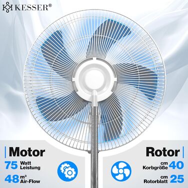 Настільний вентилятор KESSER Frosty з водяним охолодженням та ультразвуковим зволожувачем, з пультом ДУ та таймером, білий