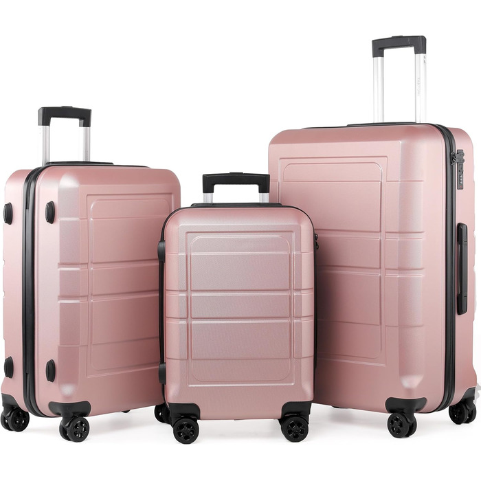 Чемодан ручної поклажі TANTOMI 20 дюймів, жорсткий корпус ABS+PC, телескопічна ручка, коліщатка, 3-цифровий замок, набір (M/L/XL), 41л, світло-темно зелений колір