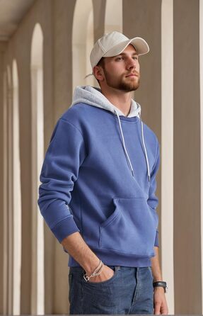 Чоловічий худі з капюшоном, довгим рукавом, вітрозахисна куртка, блоковий колір (S, T-блакитний)