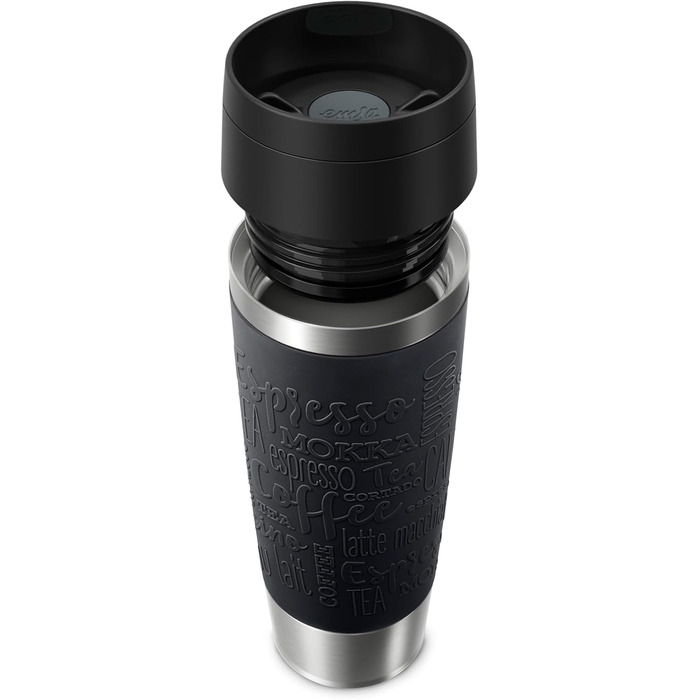 Термокружка Emsa N20220 Travel Mug Classic, 0.5 л, нержавіюча сталь, чорна, з кришкою Comfort-Verschluss, 6 год гаряча, 12 год холодна, 100% герметична, для подорожей