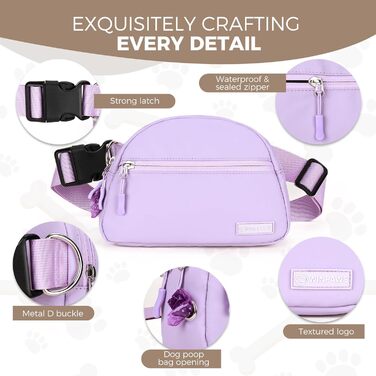 Сумка для дресирування собак Leckerlibeutel, з невеликим кишеньковим мішечком, вбудованим диспенсером для пакетів та тримачем для собачих екскрементів, кремового кольору (лавандовий)