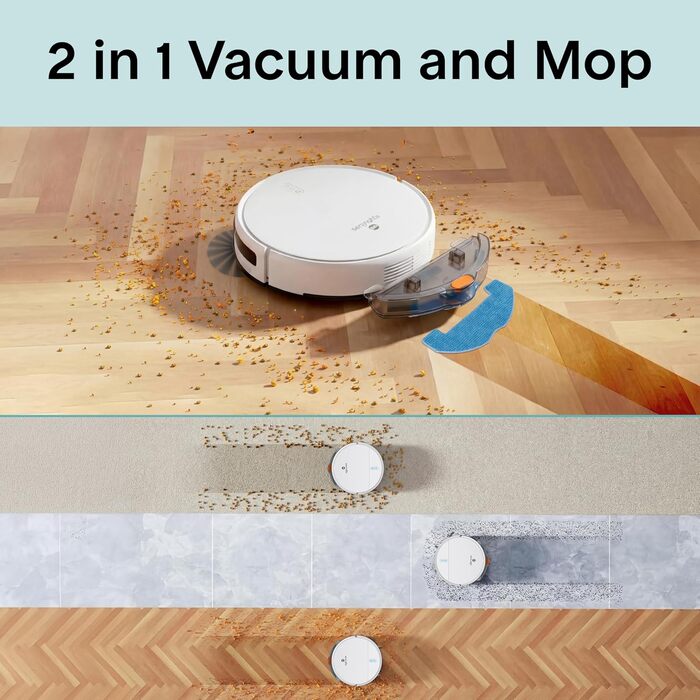 Робот-пилосос SereneLife з функцією миття підлоги, 3-в-1, з керуванням через додаток, для тварин та килимів, 700Pa