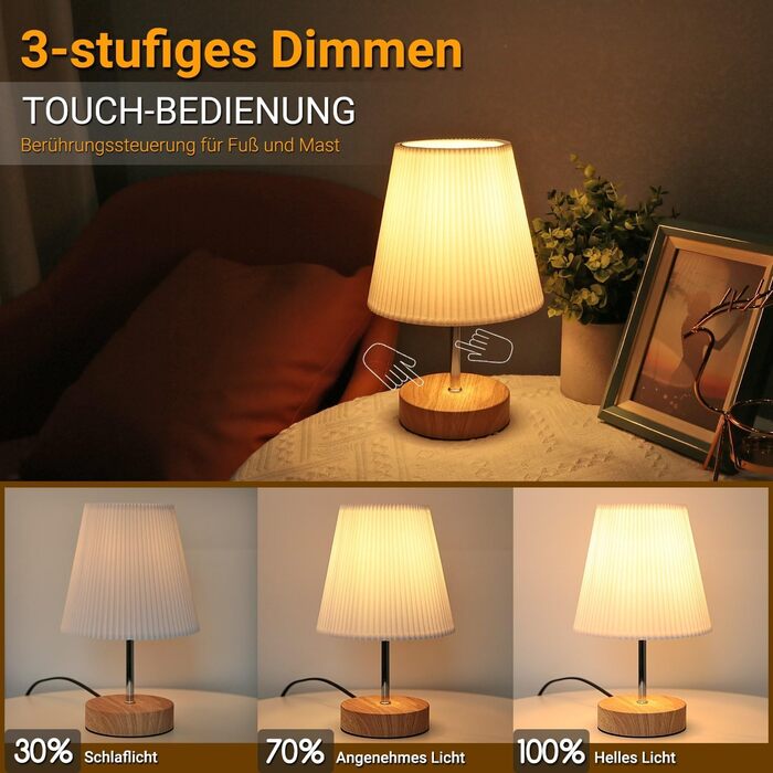 Торшер настільний з кабелем, торшер сенсорний з регулюванням яскравості, 3 режими, настільна лампа для робочого столу, мінімалістична, для спальні, вітальні, подарунок, конічної форми, 1 шт.