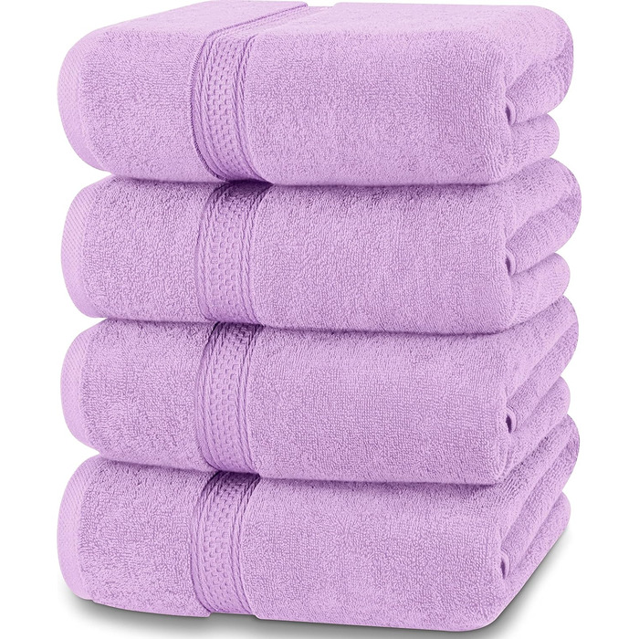 Рушники для ванни Utopia Towels, набір 4 шт, лаванда, 100% бавовна, 600 г/м², швидковисихаючі, м'які, дуже вбираючі, для щоденного використання