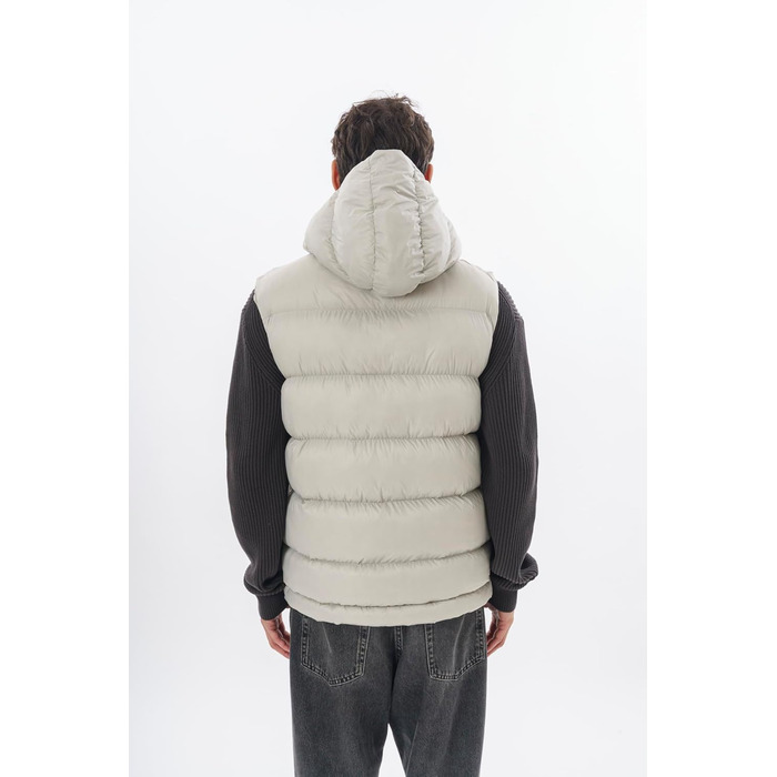 Чоловіча жилетка з пуховиком Premium – м'який матеріал, знімна капюшон (S, Сірий)