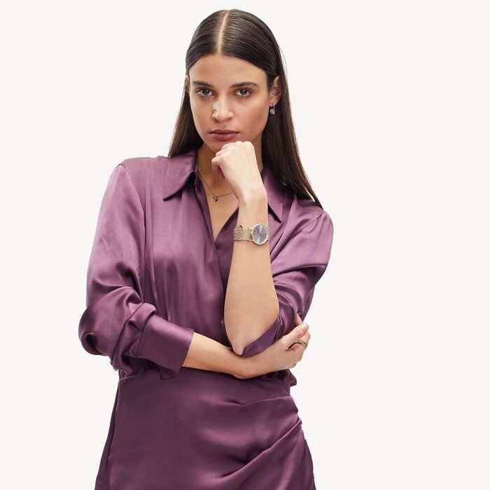 Годинник жіночий LIEBESKIND BERLIN – круглий кварцовий годинник 34 мм – блискучий браслет з сітки – водонепроникність 5ATM – сучасний та елегантний – доступний у різних кольорах (Frozen Rosé)