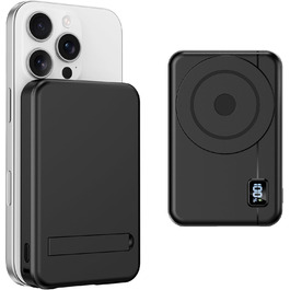 Powerbank MagSafe 10000mAh 22.5W з магнітним кріпленням, USB-C, LED-дисплеєм. Сумісний з iPhone 16/15/14/13/12 Pro Max, Galaxy та іншими пристроями. Чорний