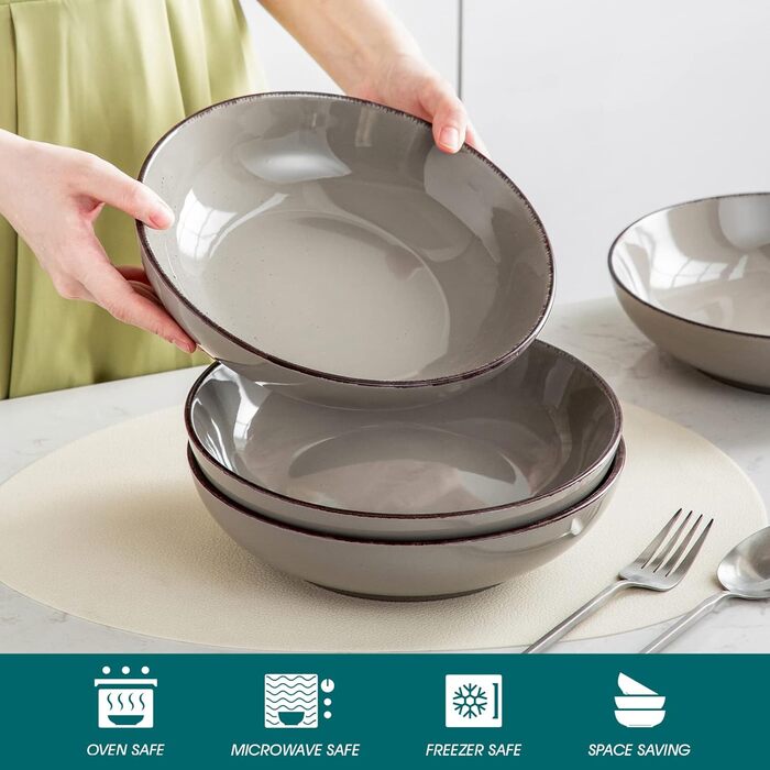 Набір супових тарілок Vancasso HARUKA Navia-gray, 4 шт, 1000 мл, кераміка