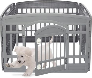 Iris Ohyama 4-Panel Dog Playpen with Lockable Door, 24