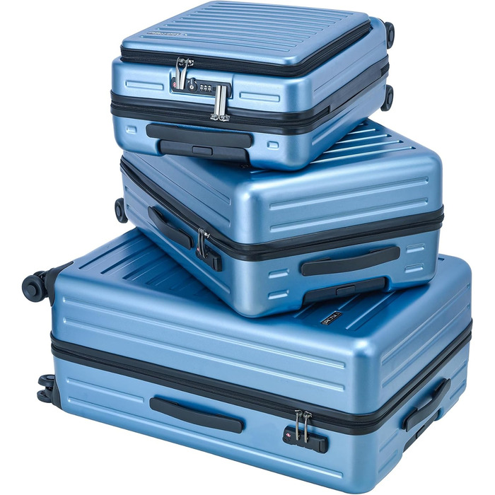 Набір валіз TydeCkare 20/28' (Економ-пакет): 20' ручна валіза з відділенням для ноутбука, 28' велика валіза 101л з ABS+PC корпусом, TSA-замок, Оранжевий (Електро-блакитний, L)