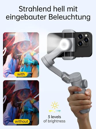 Стабілізатор для смартфона AOCHUAN Smart X Pro (3-осьовий, з RGB-підсвічуванням, для iPhone/Android)