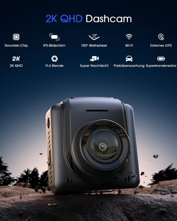 Відеореєстратор Auto WiFi 2K Mini з GPS, IPS-дисплеєм, нічним баченням та G-сенсором